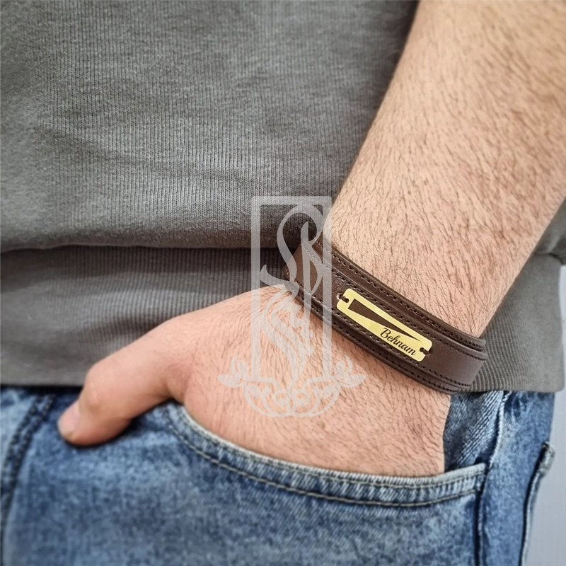 دستبند طلا 18 عیار مردانه لیردا مدل اسم بهنام 832