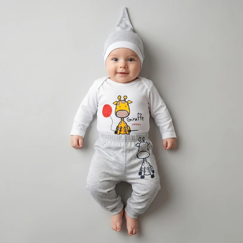 ست 3 تکه لباس نوزادی سرینیکو مدل Mini giraffe کد B210