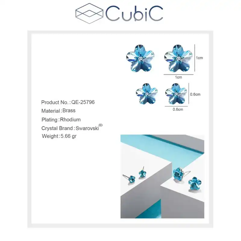 گوشواره زنانه کوبیک مدل QE-25796 مجموعه 2 عددی