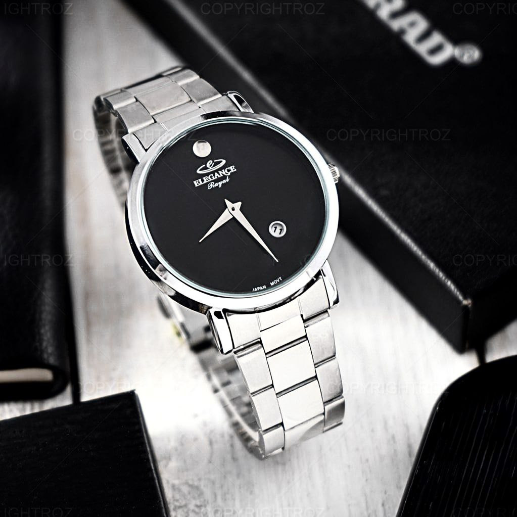 ساعت مچی عقربه‌ای مردانه الگانس مدل صفحه ساده نگینی 03