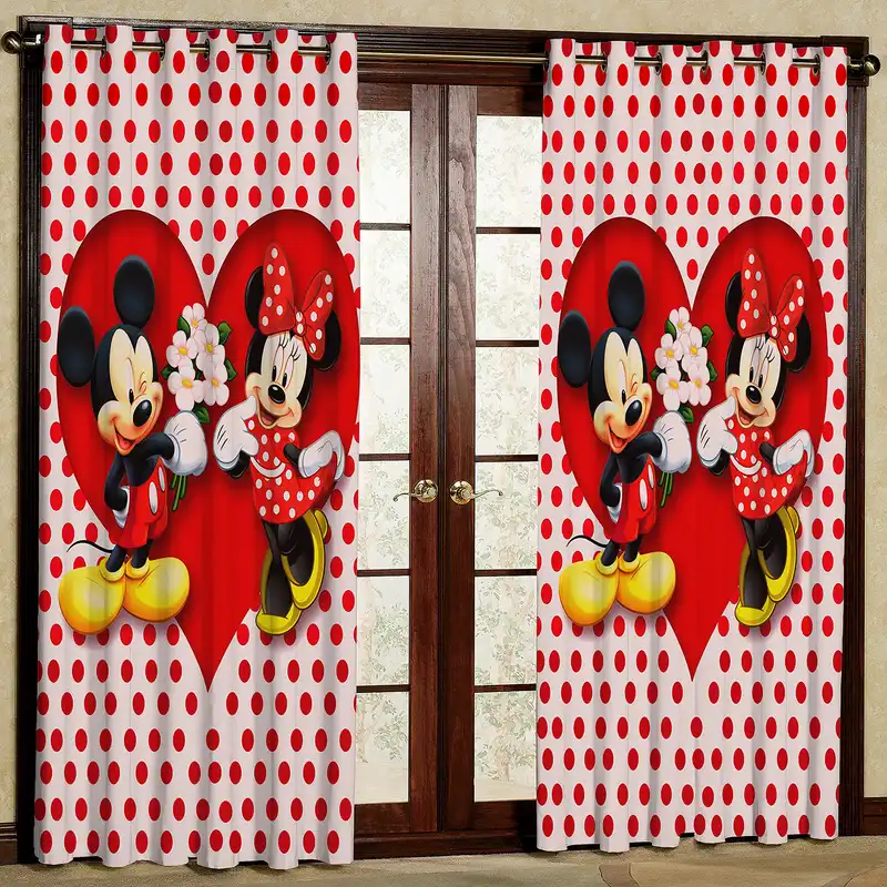 پرده مدل میکی موس مخمل پانچی کد 4042 سایز 200x140 سانتی متر