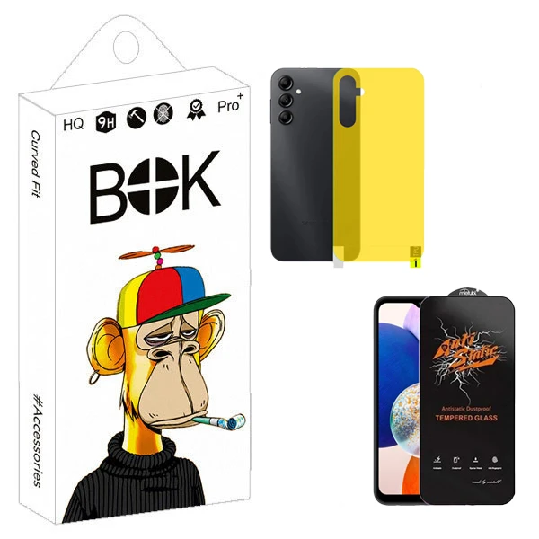 محافظ صفحه نمایش بوک مدل Antistatic Touch مناسب برای گوشی موبایل سامسونگ Galaxy a14 به همراه محافظ پشت گوشی