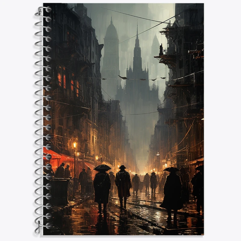 دفتر زبان 50 برگ خندالو مدل سه خط طرح خیابان بارانی کد F412