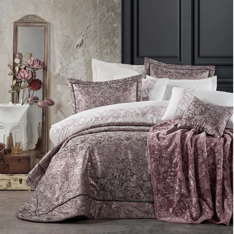 سرویس روتختی کاتن باکس مدل Platinium Destina pudra دو نفره 11 تکه