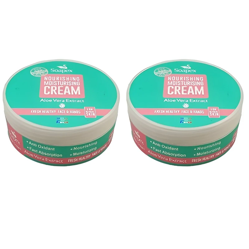 کرم مرطوب‌کننده دست و صورت سوپکس مدل aloe vera مناسب برای انواع پوست حجم 220 میلی‌لیتر بسته 2 عددی