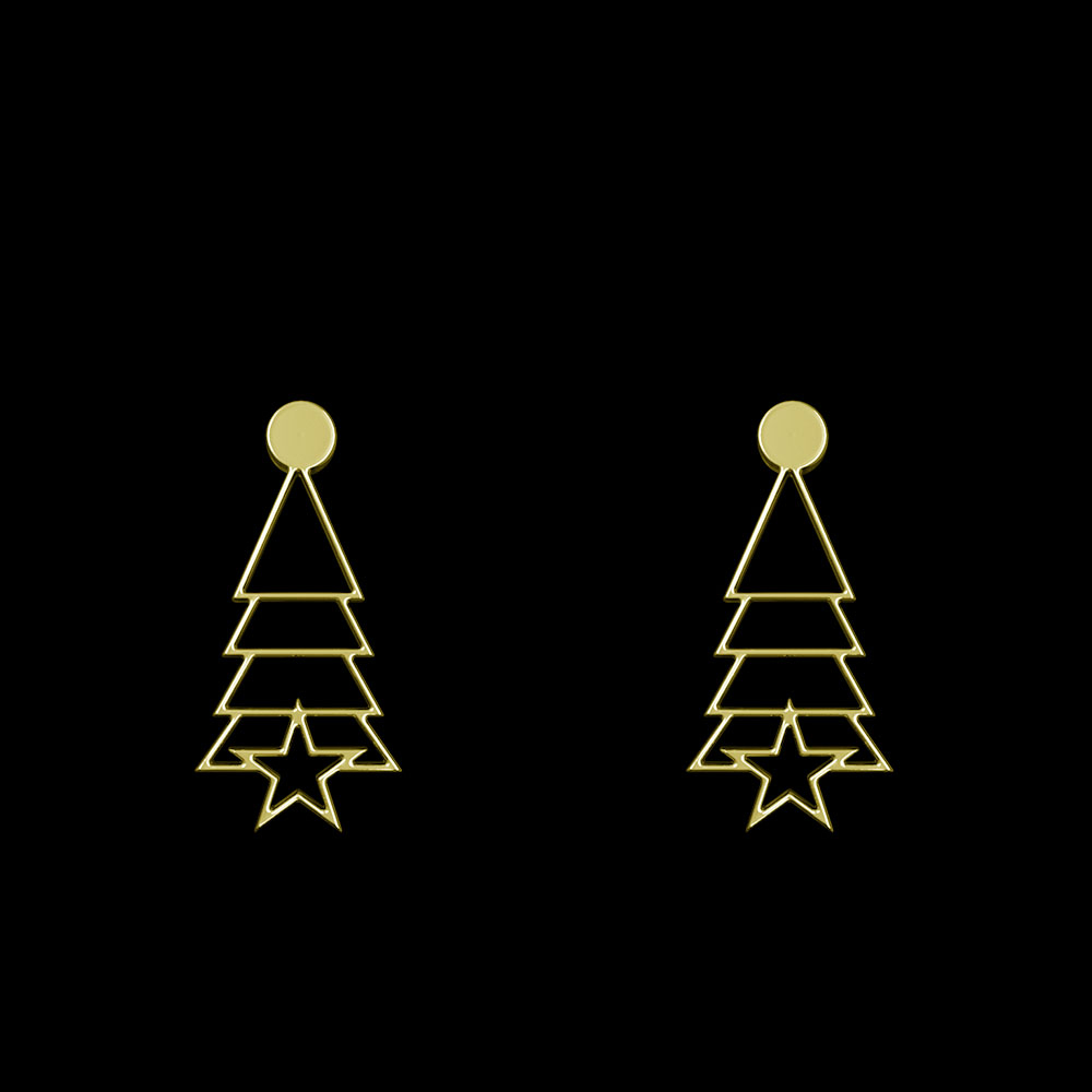 گوشواره طلا 18 عیار زنانه مدوپد مدل مثلث و ستاره کد GA1-10329