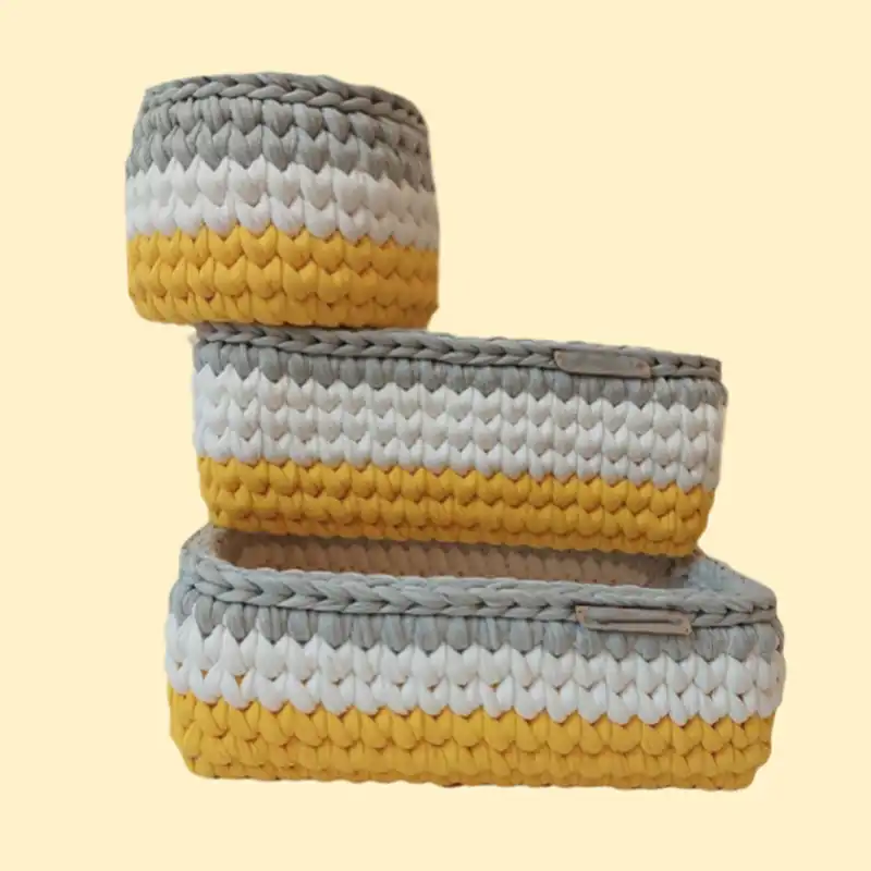 سبد قلاب بافی تریکو مدل نوزادی کد 56 مجموعه  3 عددی