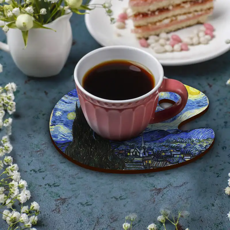 زیر لیوانی لوکسینو مدل پالت نقاشی طرح ونگوگ کد ArtLand_Shahrad