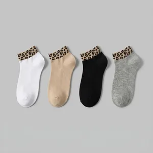 Women's Leopard Print Ankle Socks – Model 003 – Pack of 4 Pairs