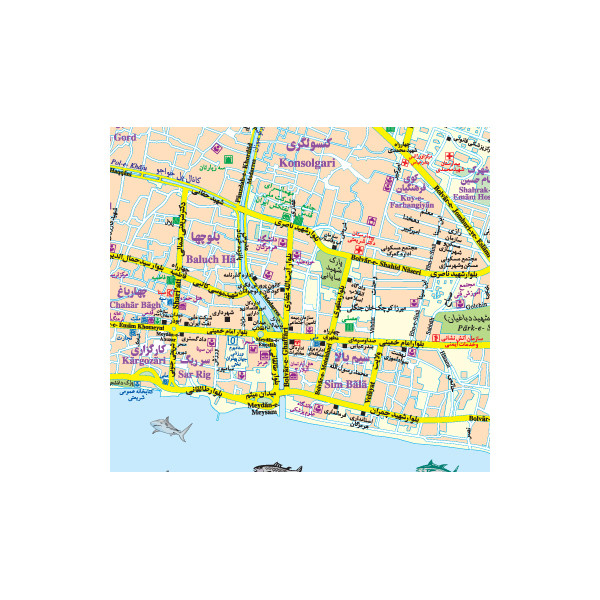 نقشه سیاحتی و گردشگری شهر بندرعباس گیتاشناسی کد 466