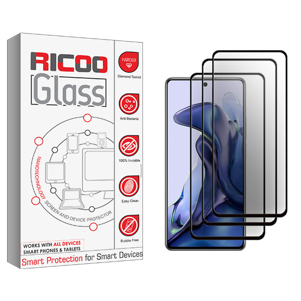 محافظ صفحه نمایش سرامیکی ریکو مدل Ricoo Glass مناسب برای گوشی موبایل شیائومی 11T 5G 21081111RG بسته سه عددی