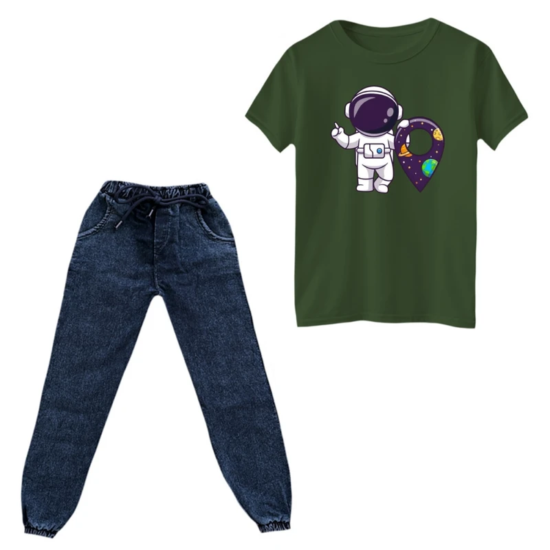 ست تی‌شرت و شلوار پسرانه مدل فضانورد کد ۸
