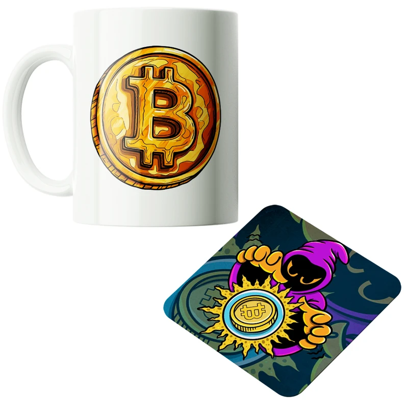 ماگ پاد آفرین مدل بیت کوین تریدر ارز دیجیتال کریپتو فارکس کد PZ361 به همراه زیرلیوانی