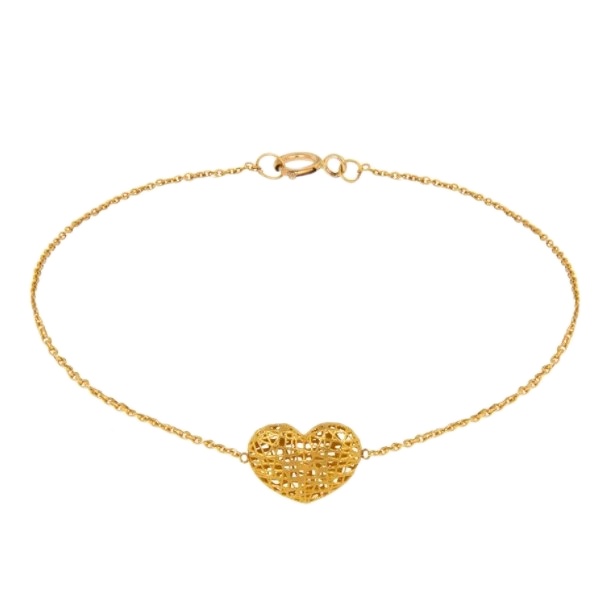 دستبند طلا 18 عیار زنانه قیراط طرح قلب کد GH44