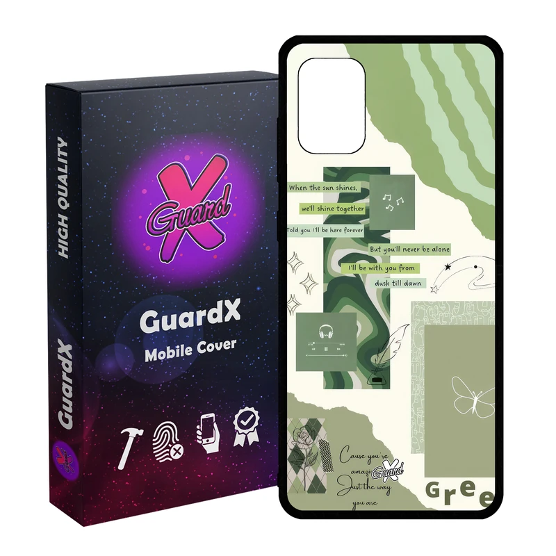 کاور گارد ایکس طرح سبز مدل Glass10650 مناسب برای گوشی موبایل سامسونگ Galaxy A31