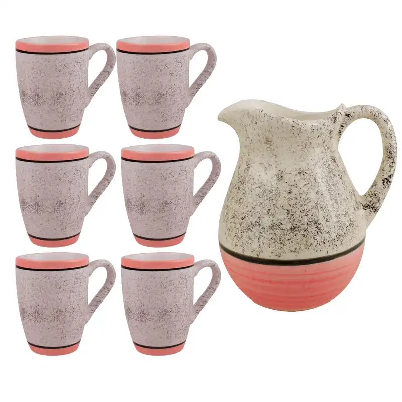 ست پارچ و لیوان سرامیکی مدل خورشیدی مجموعه 7 عددی