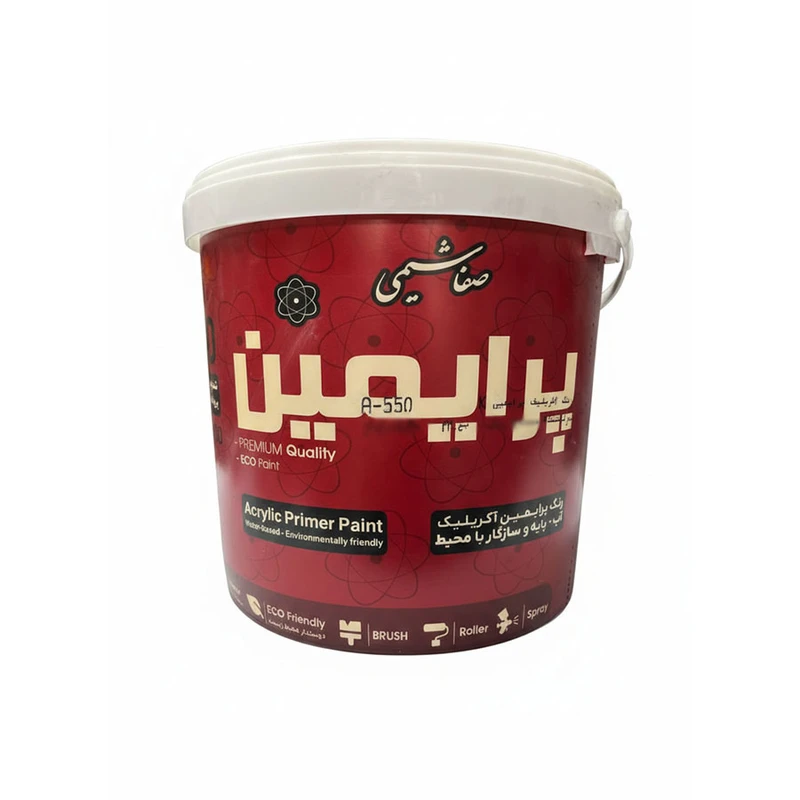 رنگ زیر کار اکرلیک پرایمین سفید صفاشیمی کد 100 وزن 12 کیلوگرم