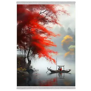 فرش پارچه‌ای دفه مدل فرشینه شانل مخمل طرح فانتزی کد 7238