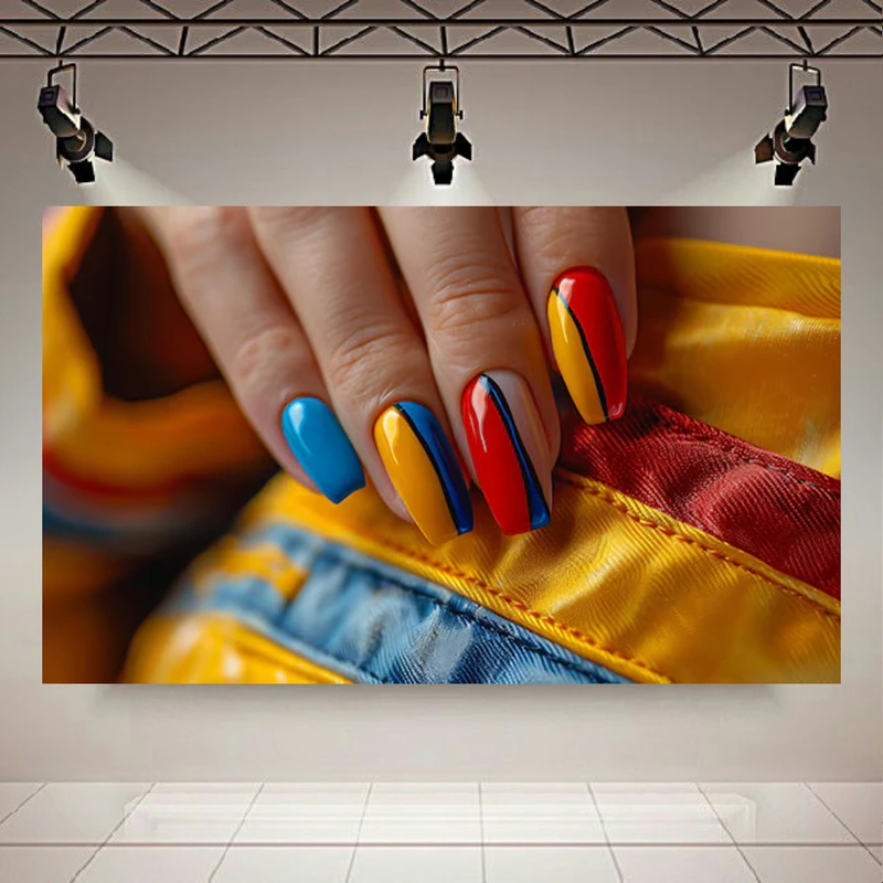 تابلو بوم طرح مخمل کاشت ناخن مدرن مدل انتزاعی راه راه کد AR303250