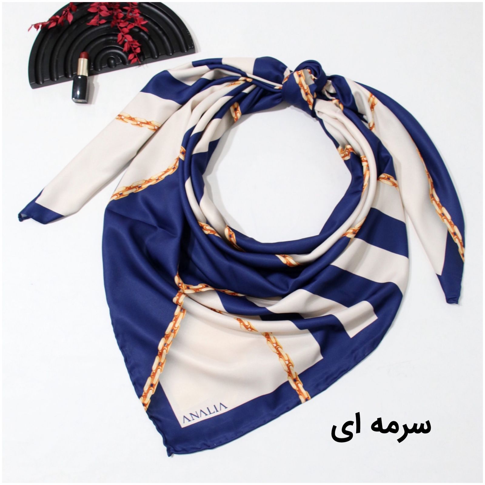 روسری زنانه مدل ابریشم دست دوز طرح زنجیری کلاسیک کد ana-2821 -  - 51