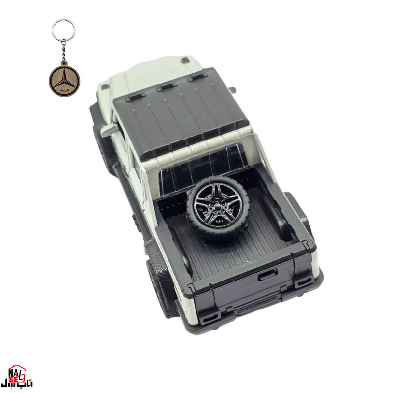 ماکت ماشین فلزی وانت بنز جی کلاس ناب سل مدل MERCEDES BENZ G-CLASS عقبکش، چراغدار و موزیکال با در و صندوق بازشو به‌همراه جاسوییچی