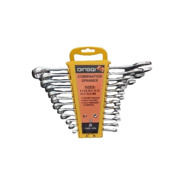 آچار یکسر تخت و یکسر رینگی دینگشی مدل COMBINATION-SPANNER سایز 6 الی  22 میلی متر مجموعه 12 عددی