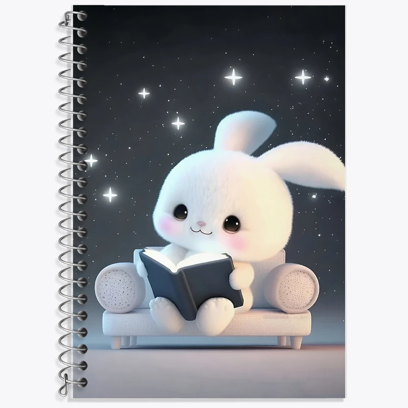 دفتر زبان 50 برگ خندالو مدل سه خط طرح خرگوش بامزه کد F5725