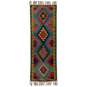 گلیم دستبافت دو متری مدل کناره کد 417