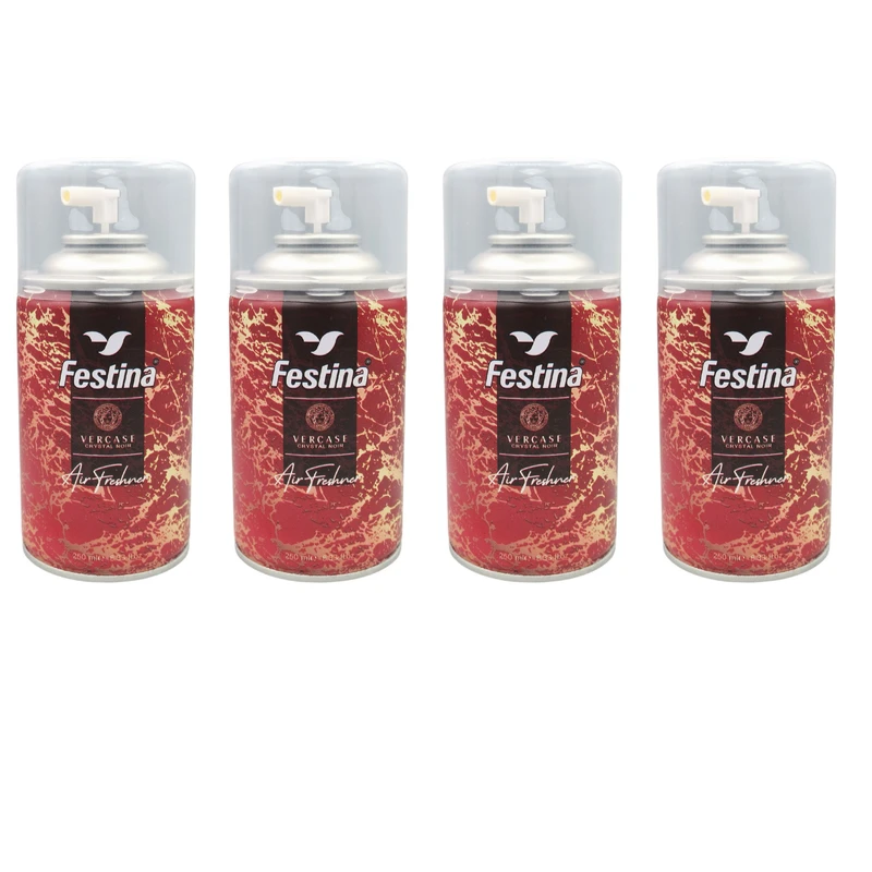 اسپری خوشبو کننده و تصفیه کننده هوا فستینا مدل Vercase Crystal Noir رایحه ورساچ حجم 250 میلی لیتر مجموعه چهار عددی