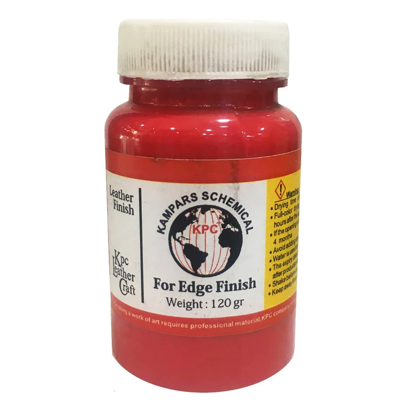 محلول رنگ قرمز لبه چرم کی پی سی پلاس مدل R حجم 120 میلی لیتر