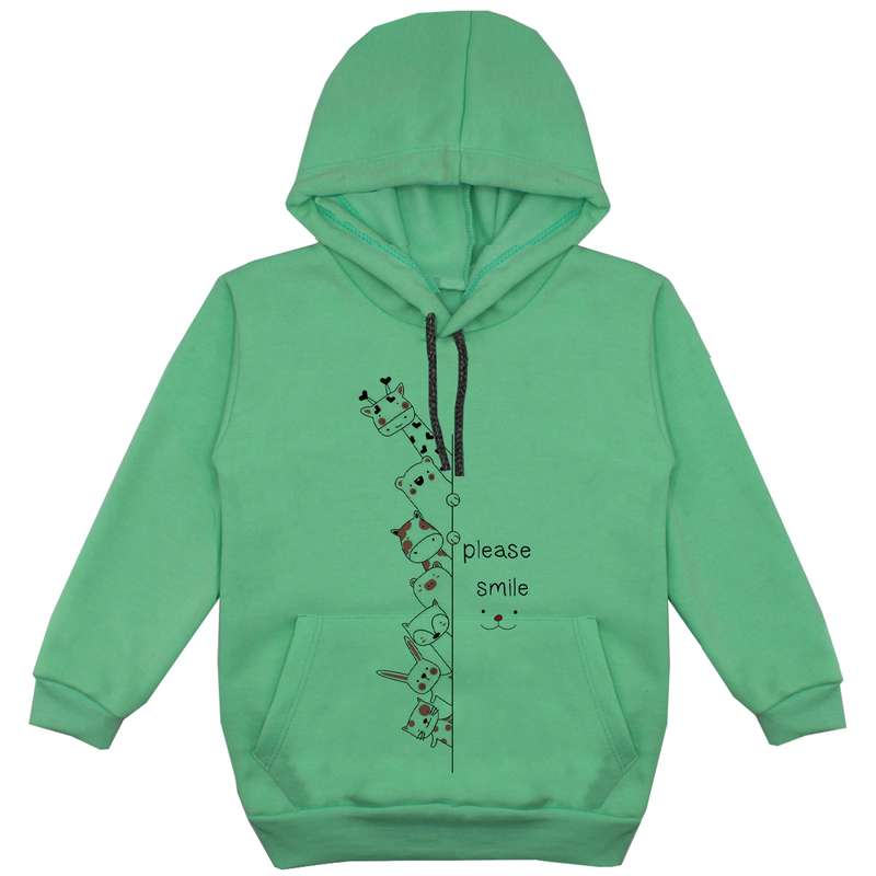 هودی پسرانه مدل حیوانات F57 رنگ سبز