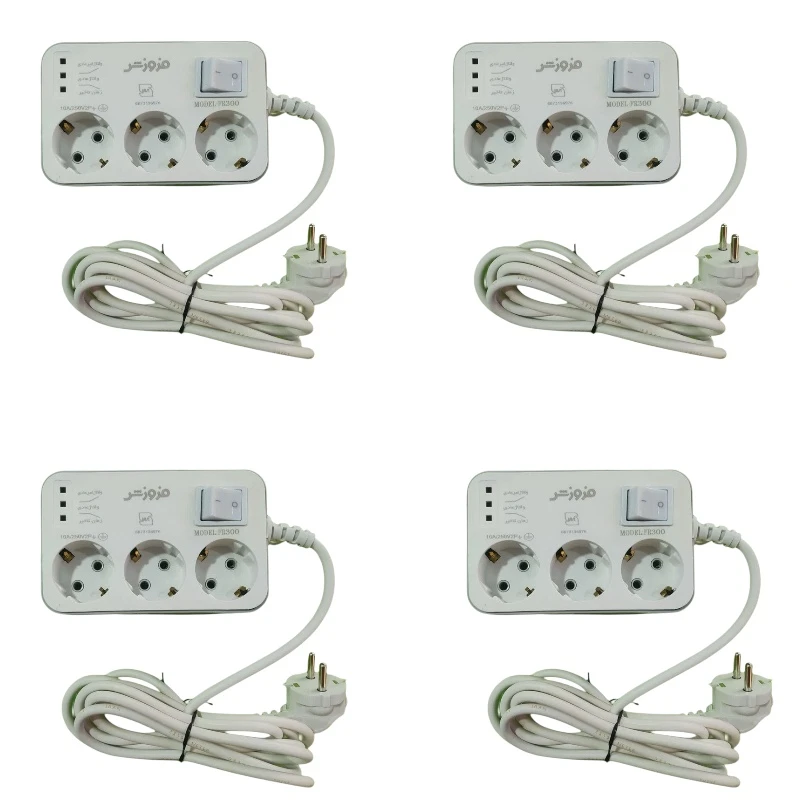 محافظ ولتاژ فروزش مدل سه خانه ارت دار کد FR300 بسته 4 عددی