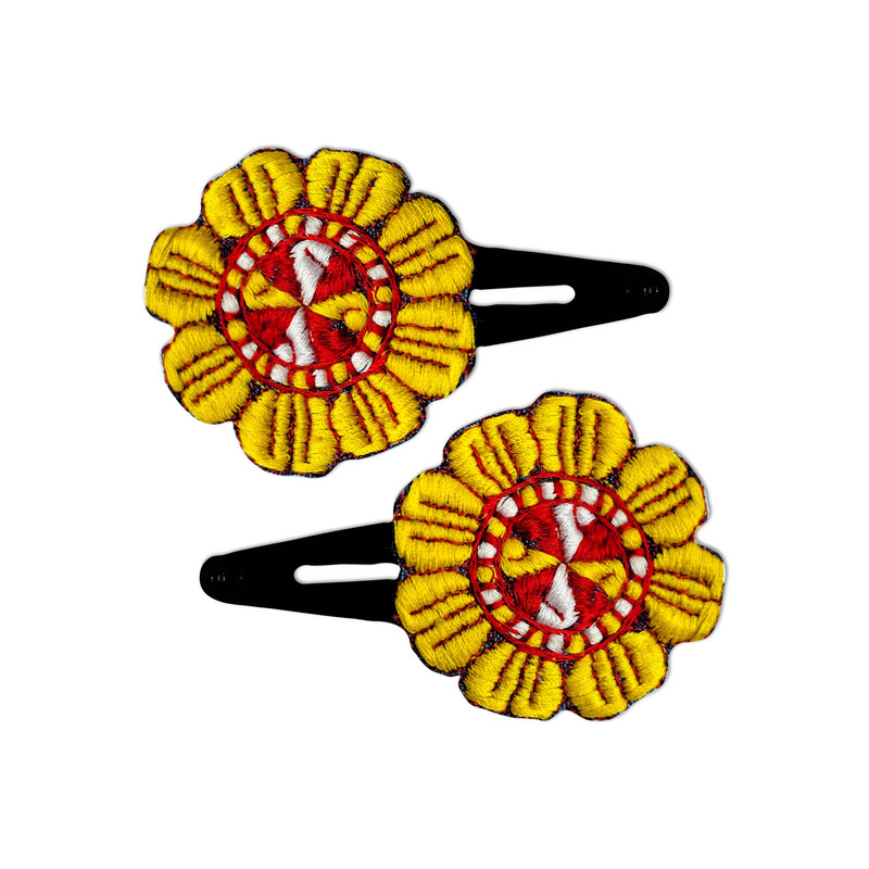 گیره مو زنانه طرح سوزن دوزی کد Y-01 مجموعه 2 عددی