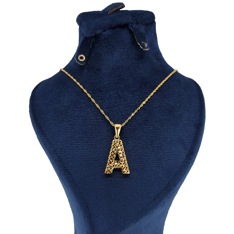 گردنبند طلا 18 عیار طلا و جواهرسازی افرا مدل حرف ای 130078 گردنبند طلا 18 عیار طلا و جواهرسازی افرا مدل حرف ای 130078