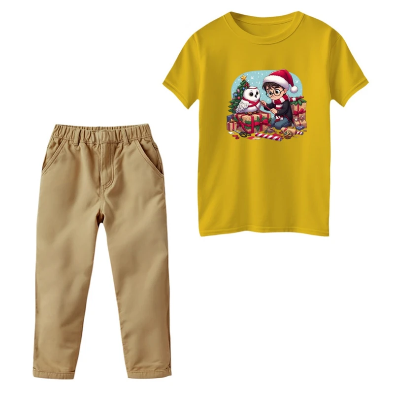 ست تی‌شرت و شلوار پسرانه مدل هری پاتر کریسمس