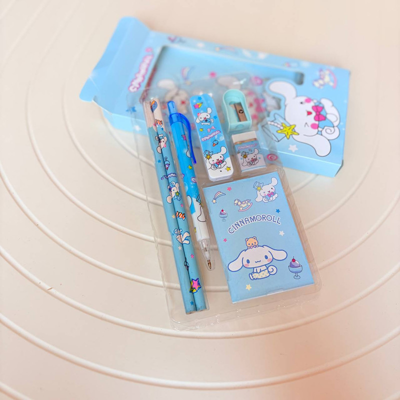 بسته لوازم تحریر مدل کرومی و سینامورول مجموعه 7 عددی