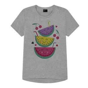 تی شرت دخترانه مدل هندوانه کد J56 رنگ طوسی