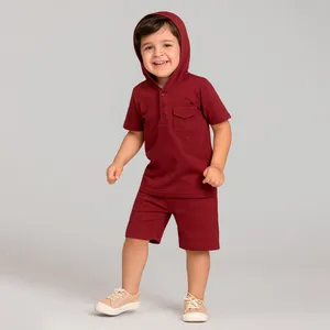 ست تی شرت کلاهدار و شلوارک پسرانه مادر مدل Taco