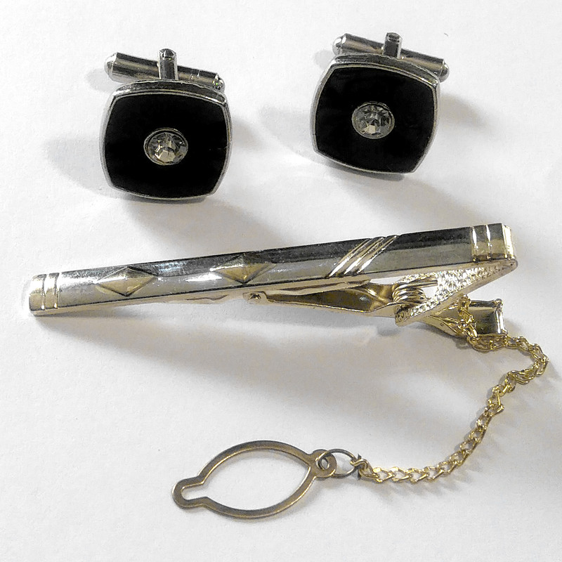 ست دکمه سردست و گیره کراوات مردانه مدل 453