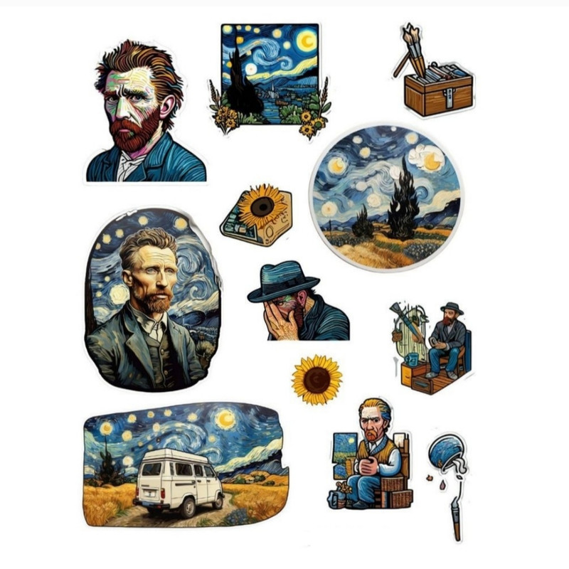 استیکر طرح vangogh کد 22 مجموعه 12 عددی
