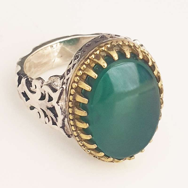 انگشتر نقره مردانه مدل عقیق طبیعی کد 8492