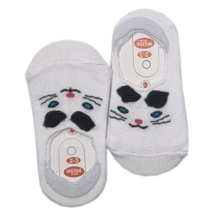 جوراب بچگانه مدل گربه مژده کد 2438 مجموعه 2 عددی