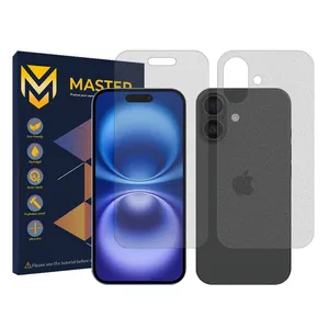   Master Resistant model matte screen protector suitable for Apple iPhone 16 mobile phone along with the back of the phone protector