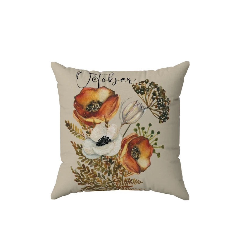 کاور کوسن طرح گل پاییزی کد MC222 سایز 45×45 سانتی متر