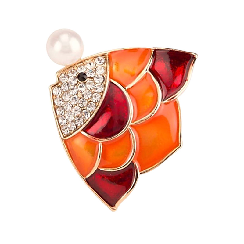 گل سینه زنانه مدل ماهی پولکی نگین دار