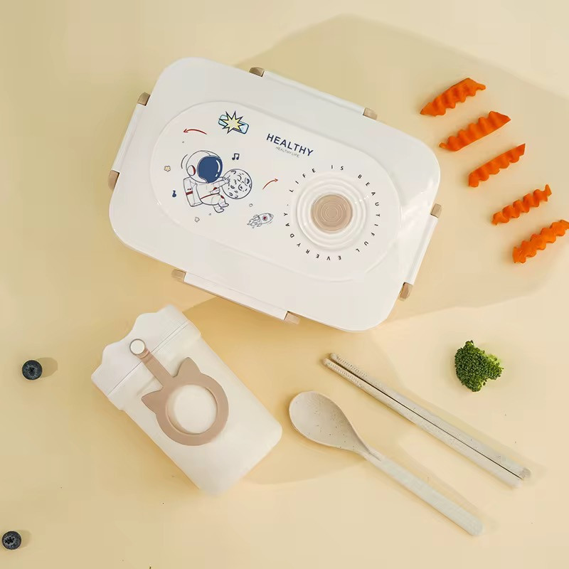 ظرف غذا طرح فضانورد مدل Healthy به همراه قاشق و چنگال