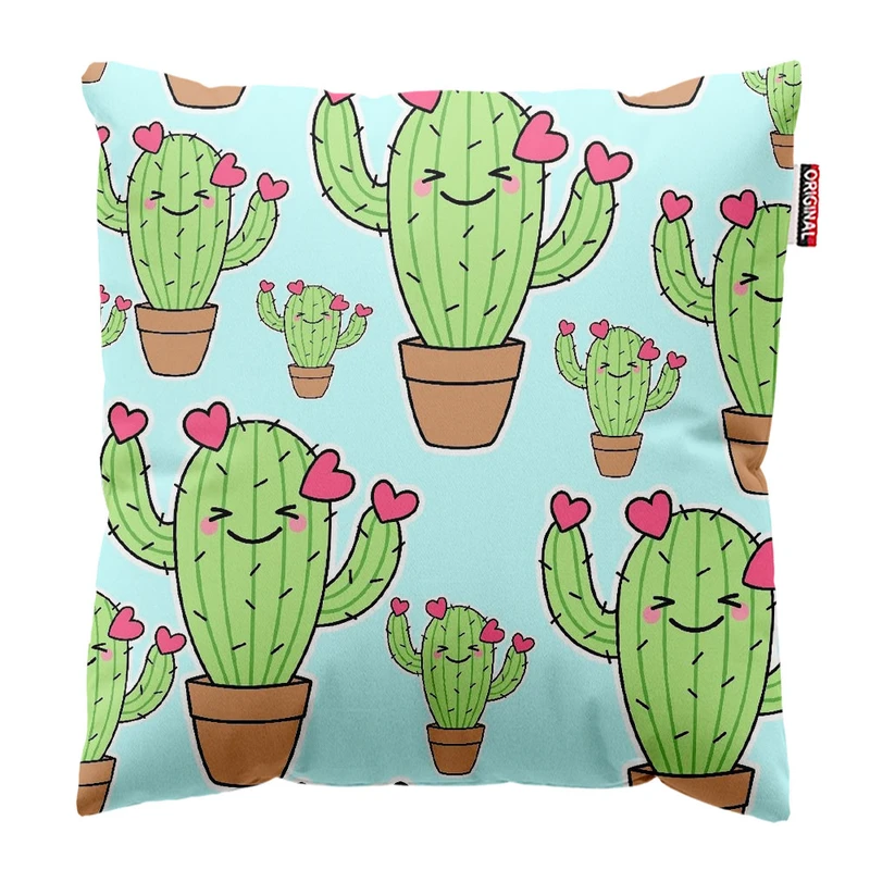 کوسن پاد آفرین طرح کارتونی کاکتوس کد 2238 سایز 30*30 سانتی متر