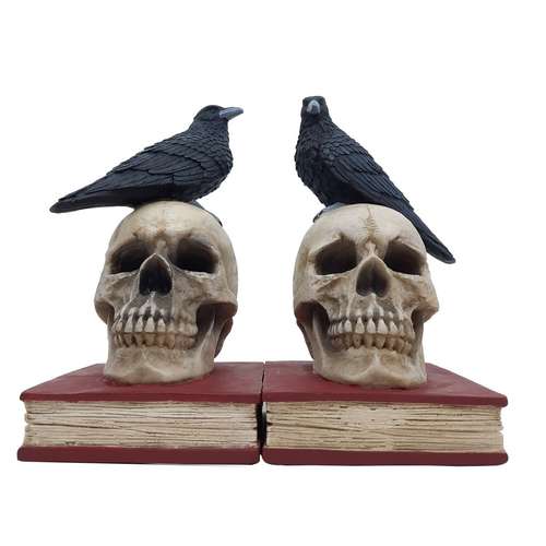 نگهدارنده کتاب مدل جمجمه انسان و کلاغ مجموعه 2 عددی