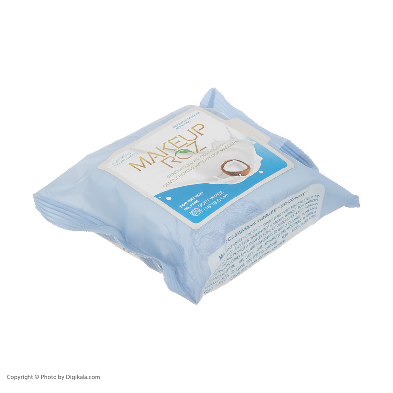 دستمال مرطوب میکاپ رز مدل شیر نارگیل بسته 25 عددی