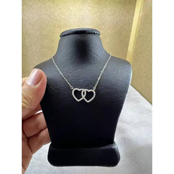 گردنبند نقره زنانه مدل قلب تو قلب عشق کد 2146565